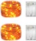 Set of 2 Orange Mini LED Fairy Lights – 30 LEDs, 10ft Silver Wire, Battery Operated with Timer (Orange Color)
